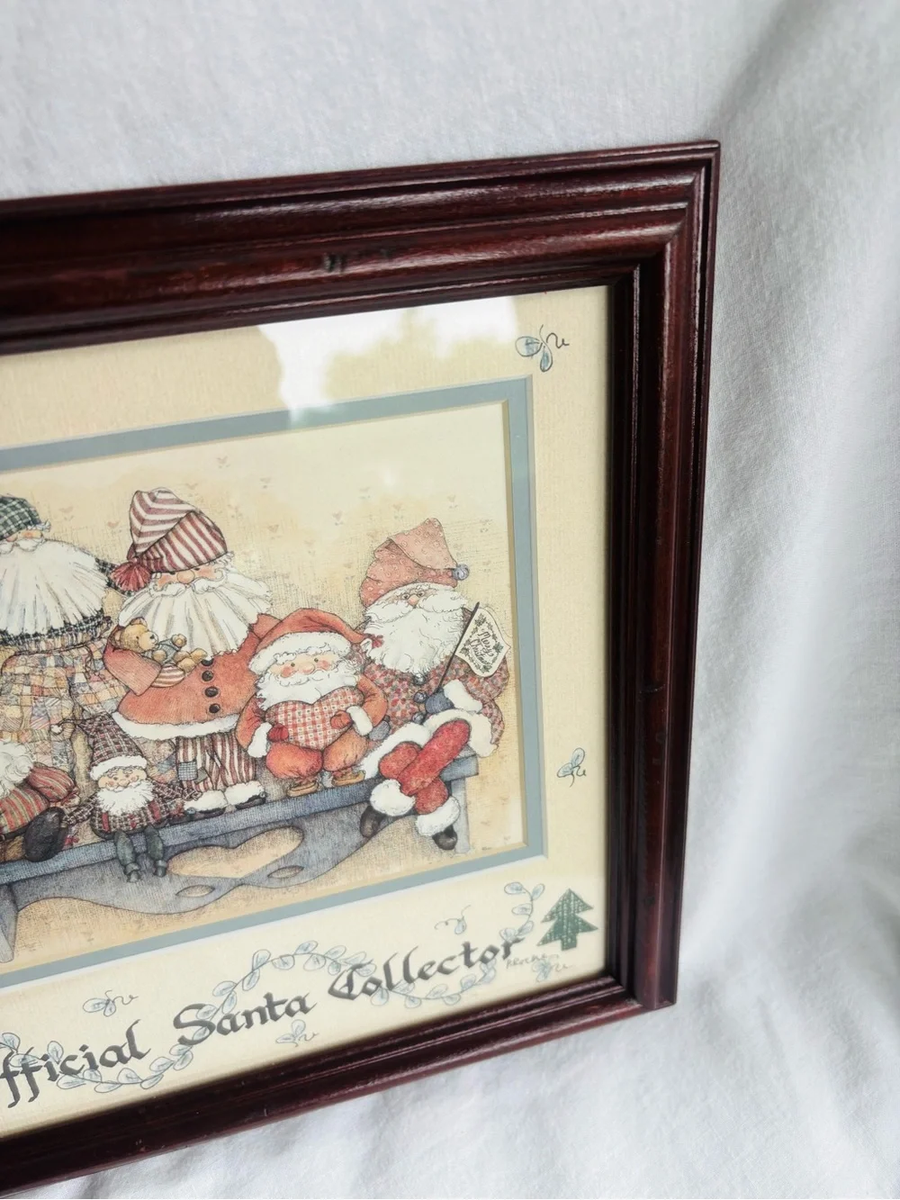 Santa Collector Vintage Country Folk Art Framed Christmas Decor